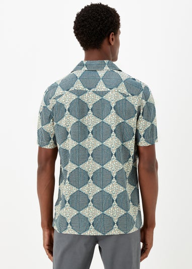 Teal Hexagon Print Short Sleeve Shirt