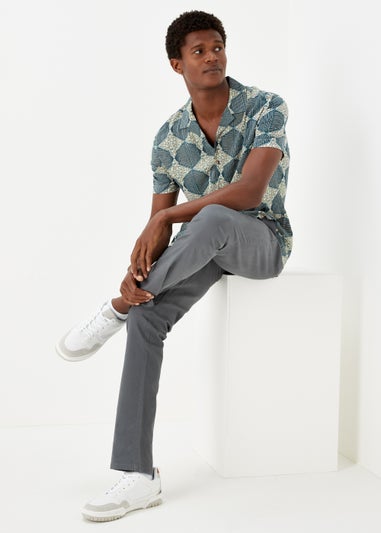 Teal Hexagon Print Short Sleeve Shirt