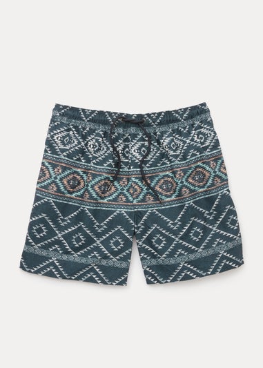 Navy Tribal Print Swim Shorts