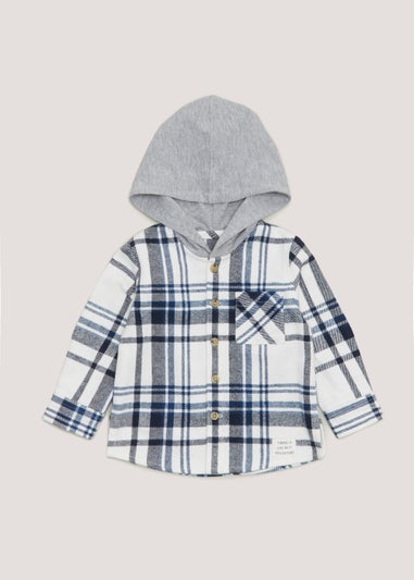 Boys Navy Check Hooded Shacket  (9mths-6yrs)