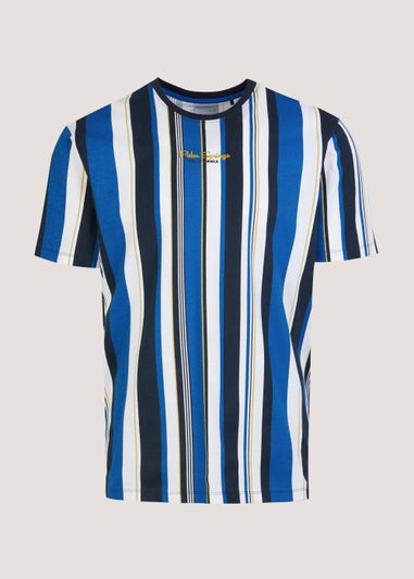 Cobalt Blue Vertical Stripe Print T-Shirt