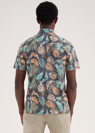 Rust Ghost Leaf Print Polo Shirt