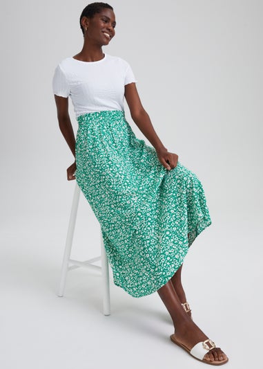 JDY Multicoloured Flower Print Midi Skirt