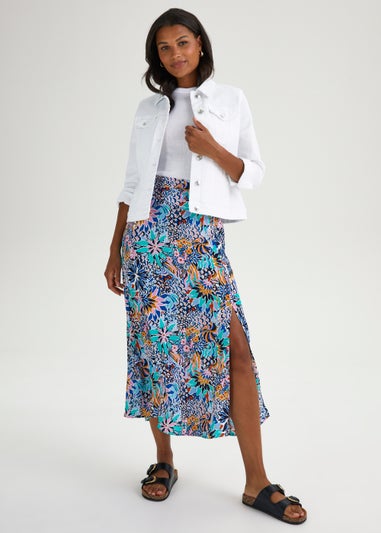 JDY Blue Print Midi Skirt