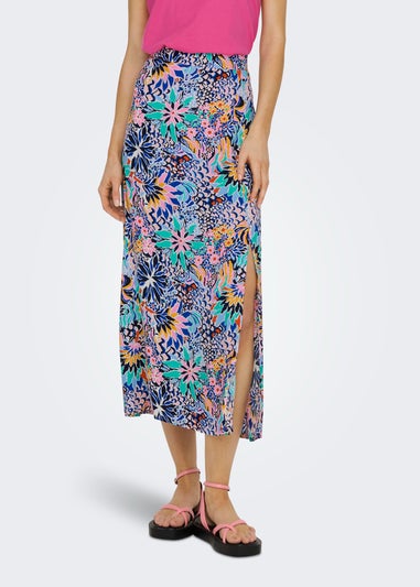 JDY Blue Print Midi Skirt