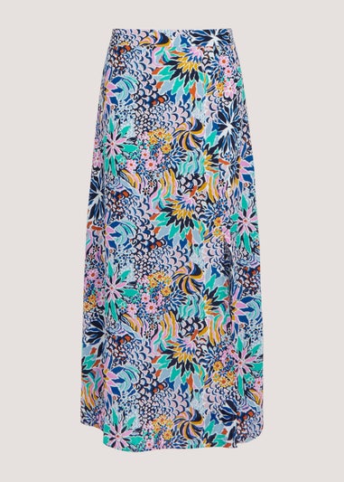 JDY Blue Print Midi Skirt - Matalan