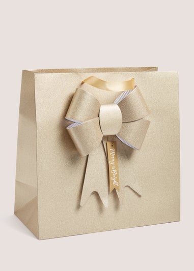 Gold Bow Christmas Gift Bag