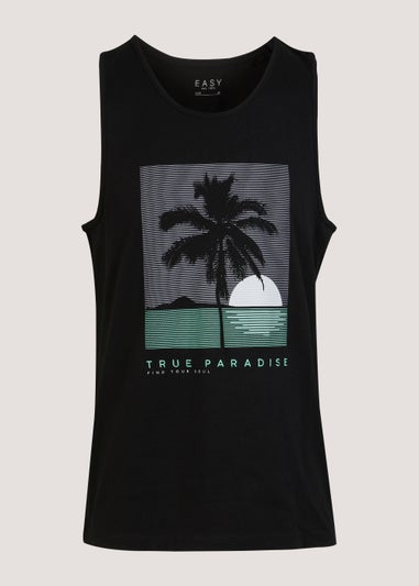 Black Palm Print Vest Top