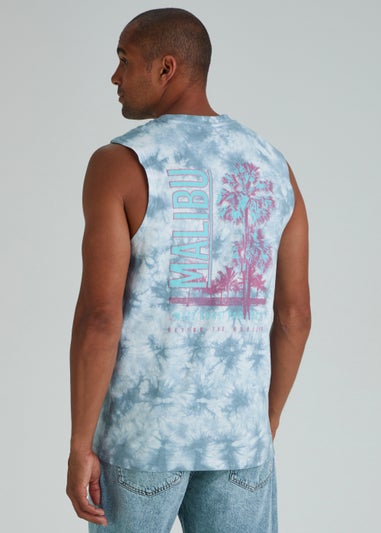 Blue Tie Dye Malibu Print Tank Top