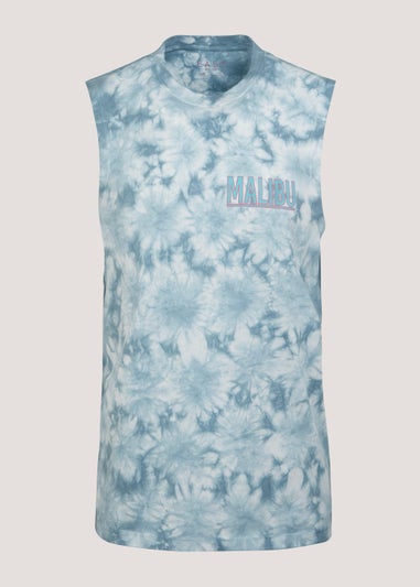 Blue Tie Dye Malibu Print Tank Top