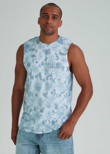 Blue Tie Dye Malibu Print Tank Top