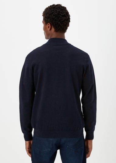 Navy 1/4 Zip Textured Sweatshirt