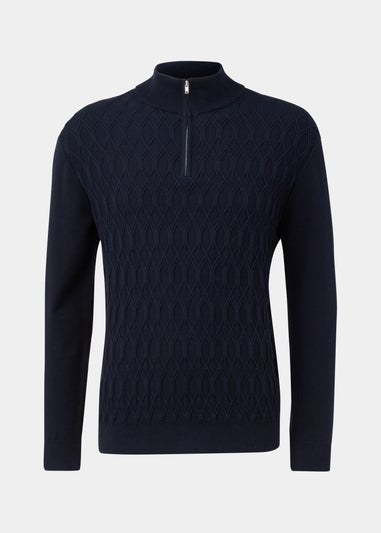 Navy 1/4 Zip Textured Sweatshirt