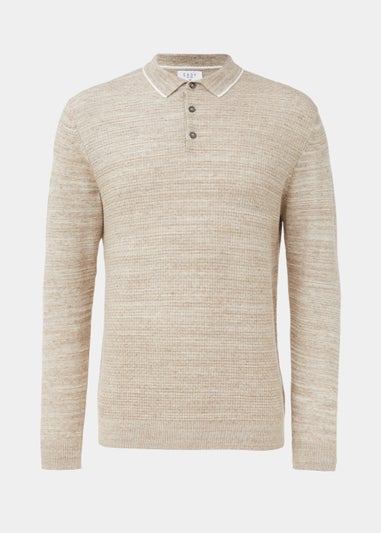 Stone Space Dye Textured Knitted Polo Shirt