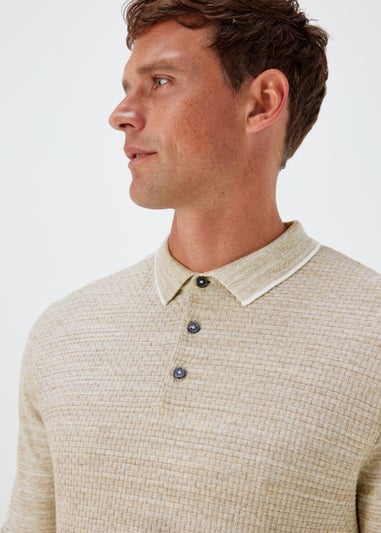 Stone Space Dye Textured Knitted Polo Shirt