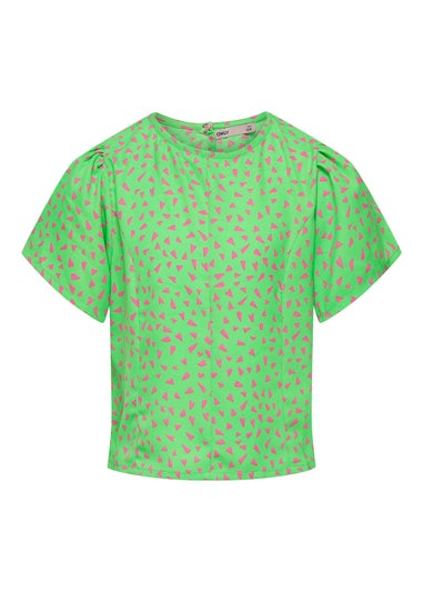 ONLY Kids Green Abstract Print Short Sleeve Top (6-14yrs)