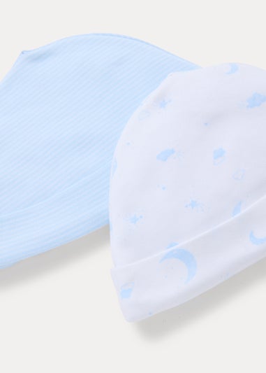 2 Pack Blue Layette Baby Hats