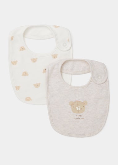 2 Pack Cream Bear Bibs