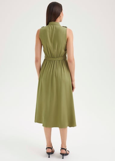 Et Vous Green Sleeveless Midi Utility Dress