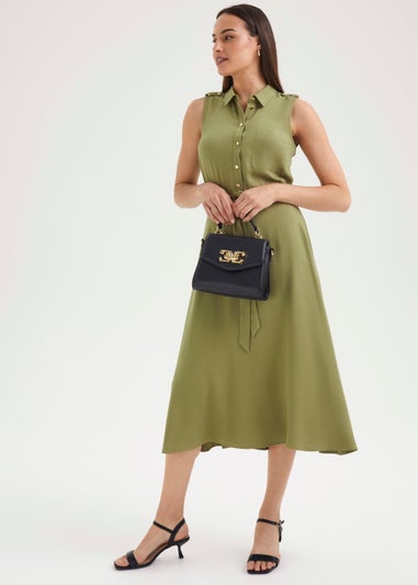 Et Vous Green Sleeveless Midi Utility Dress