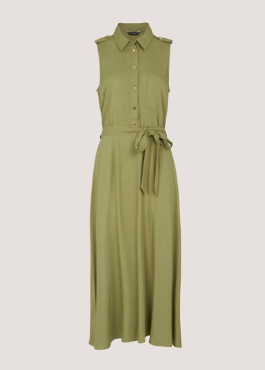 Et Vous Green Sleeveless Midi Utility Dress