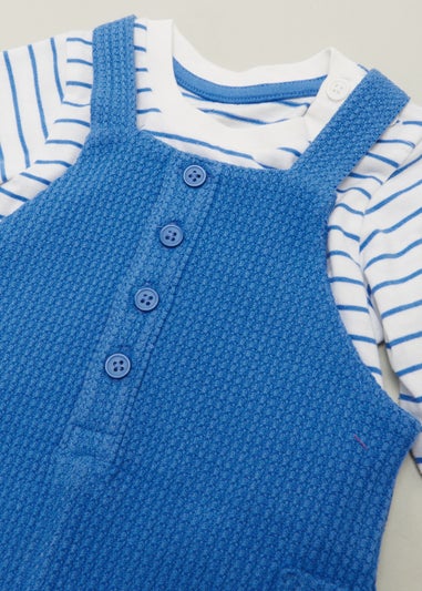 Baby Blue Waffle T-Shirt & Dungaree Set (Newborn-23mths)
