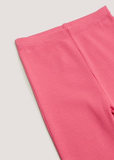 Girls Pink Ribbed Flared Leggings (9mths-6yrs)