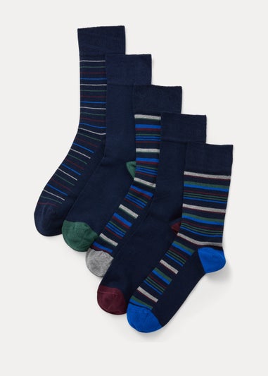 5 Pack Navy Flexi Top Socks - Matalan