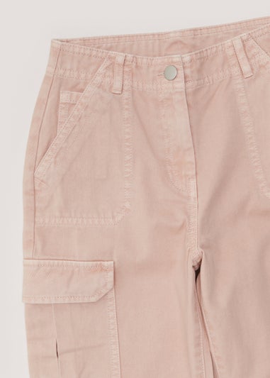 Girls Pink Straight Fit Cargo Trousers (4-15yrs)