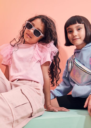 Girls Pink Straight Fit Cargo Trousers (4-15yrs)