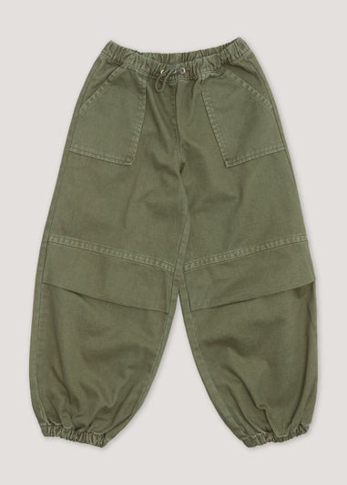 Girls Khaki Parachute Cargo Trousers (4-13yrs)