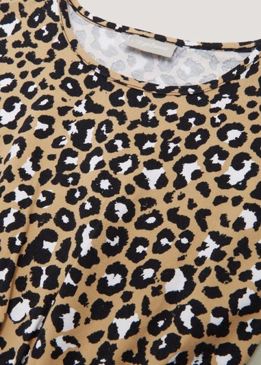 Girls Brown Leopard Print Dress (4-13yrs)