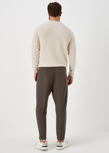Taylor & Wright Brown Puppytooth Tapered Fit Trousers