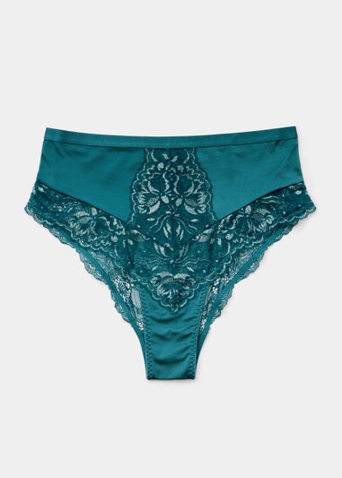 Green High Waisted Metallic Brazilian Knickers