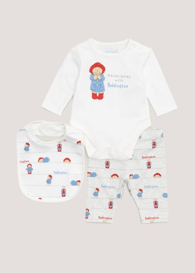 Baby 3 Piece White Paddington Bear Set (Newborn-12mths)