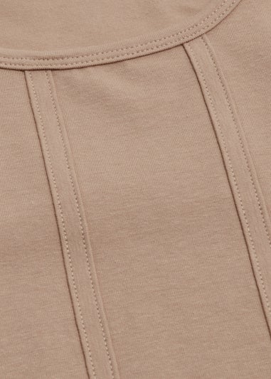 Girls Beige Short Sleeve Corset T-Shirt (7-15yrs)