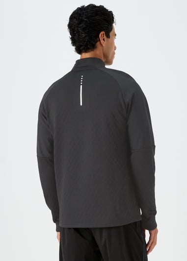 Souluxe Black Woven Fleece Half Zip Sports Jacket