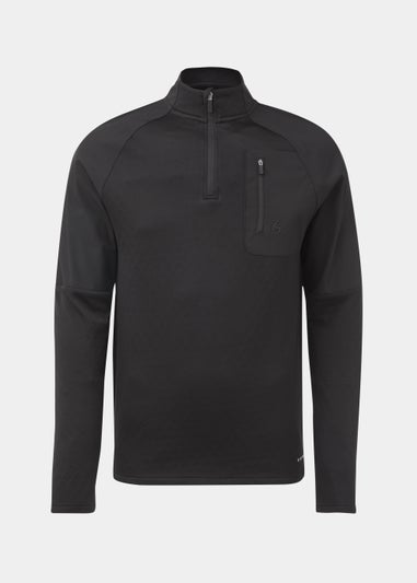 Souluxe Black Woven Fleece Half Zip Sports Jacket