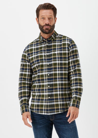 Lincoln Khaki Check Print Textured Shirt