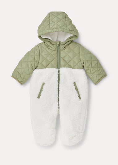 Baby Cream & Khaki Quilted Snowsuit (Newborn-18mths)