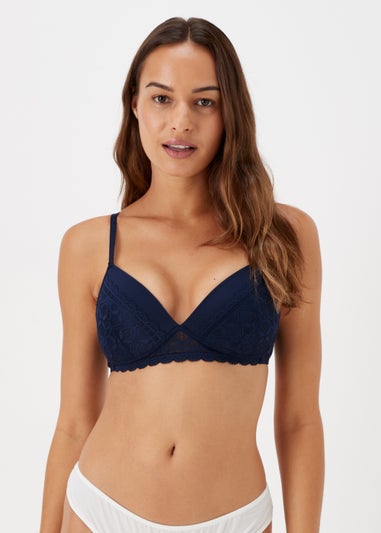 2 Pack Navy Lace Non Wired Padded Bra