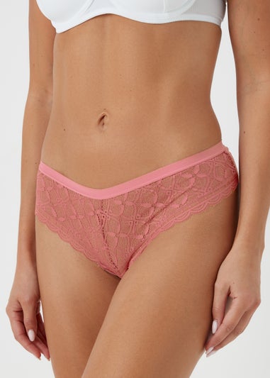 3 Pack Pink Lace Brazilian Knickers - Matalan