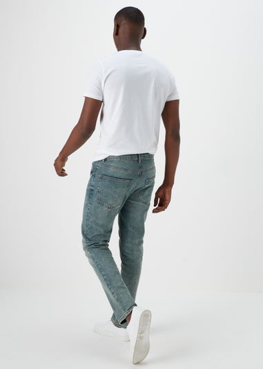 Green Mid Wash Slim Fit Jeans