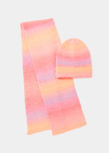 Girls 2 Piece Multicoloured Hat & Scarf Set (7-13yrs)
