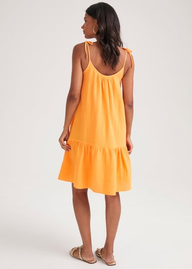 Orange Double Cloth Mini Dress