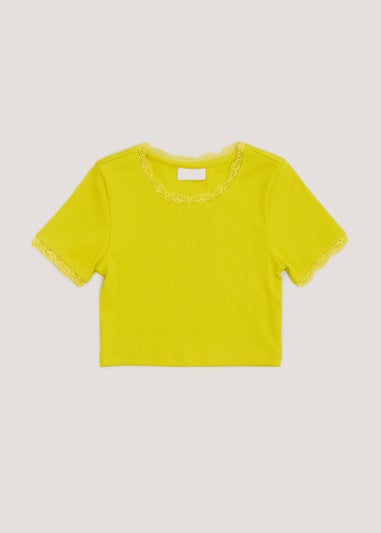 Girls Lime Lace T-Shirt (7-15yrs)
