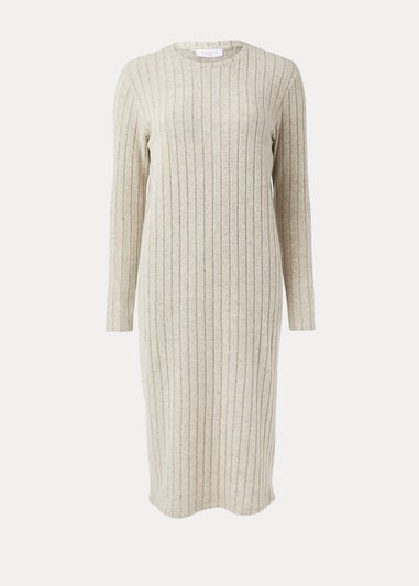 Oatmeal Ribbed Midi Dress