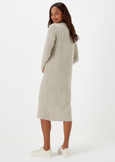 Oatmeal Ribbed Midi Dress