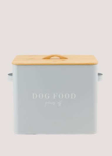 Grey Dog Food Tin & Scoop (23cm x 26cm x 23cm)