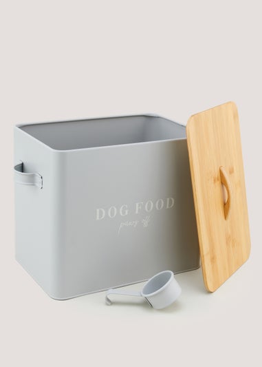 Grey Dog Food Tin & Scoop (23cm x 26cm x 23cm)